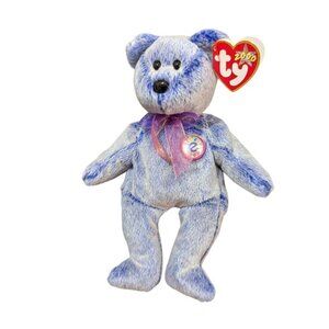 Ty Beanie Baby 2000 Periwinkle Bear With Tag plush stuffed‎ animal 8"